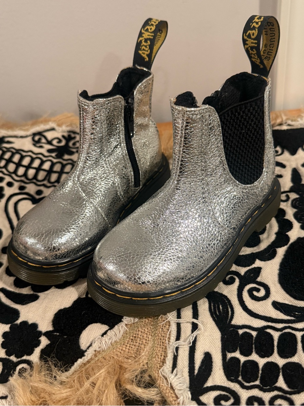 Dr. Martens Kids Metallic Silver Chelsea Boots